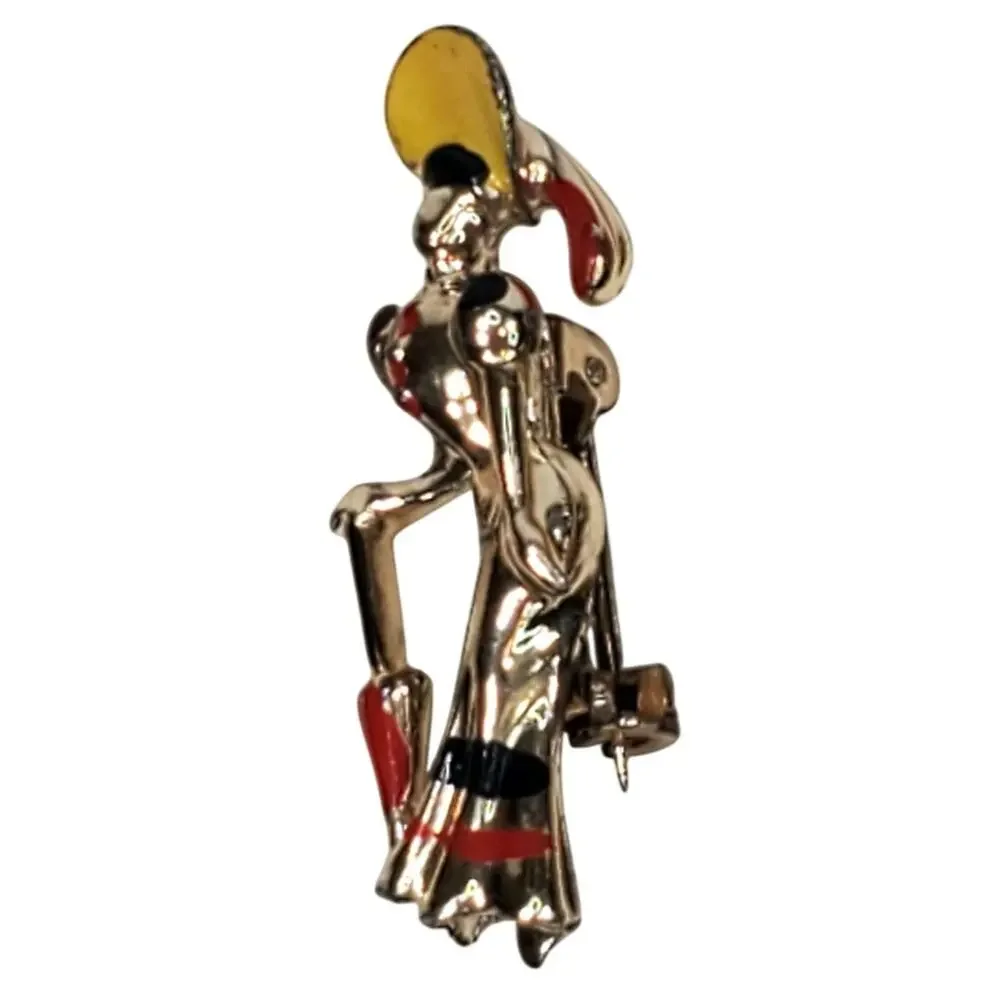Vtg Lady with Umbrella Scatter Pin 1.25